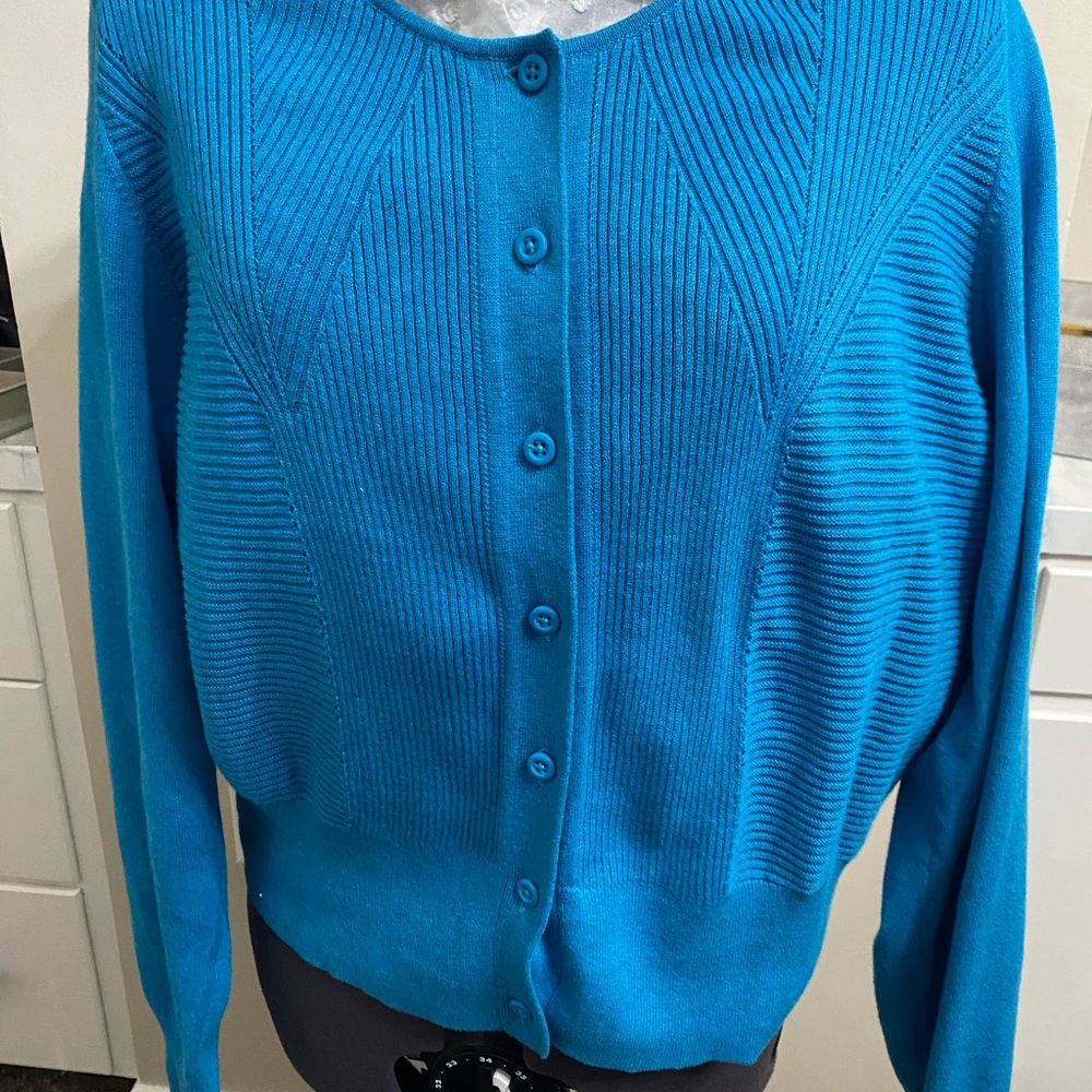 Cabi Darby sweater #3169. Turquoise blue XL
